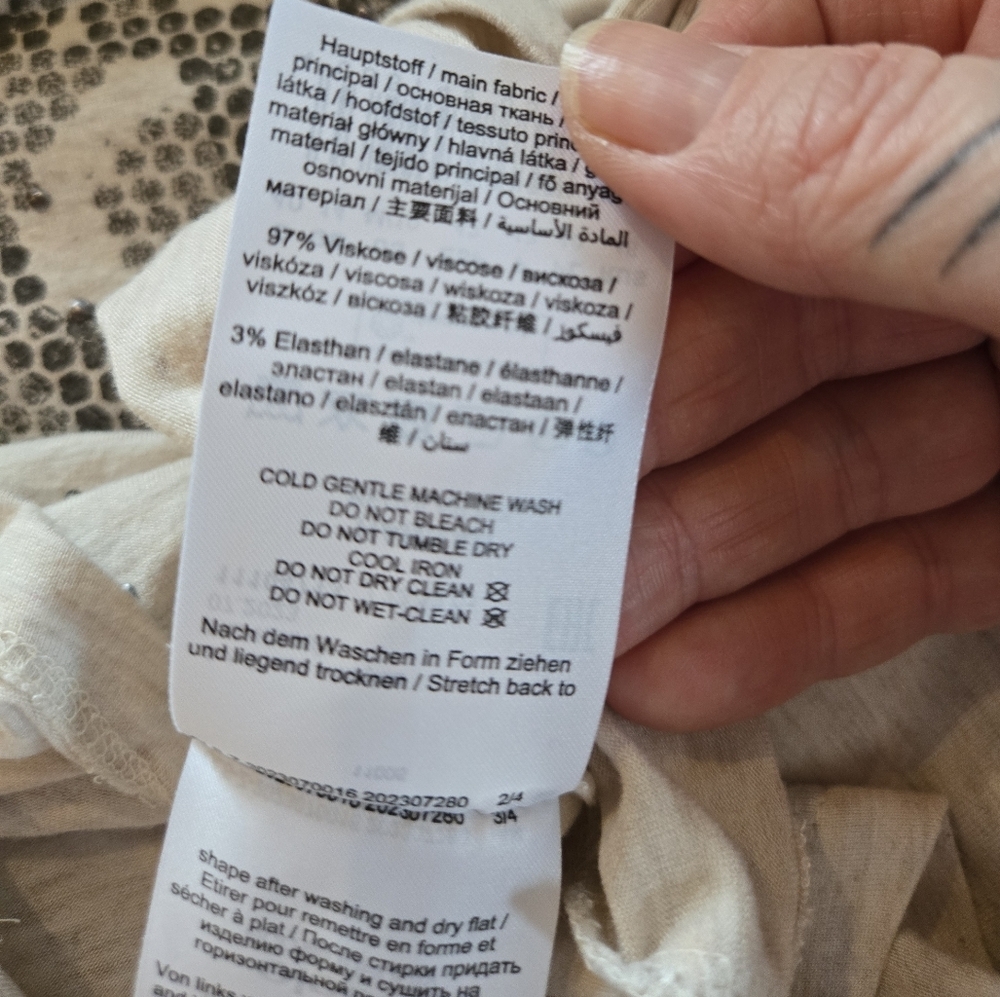 Olsen | Snake Print Long Sleeve Top | Neutral Beige, Size M - Picture 5 of 8